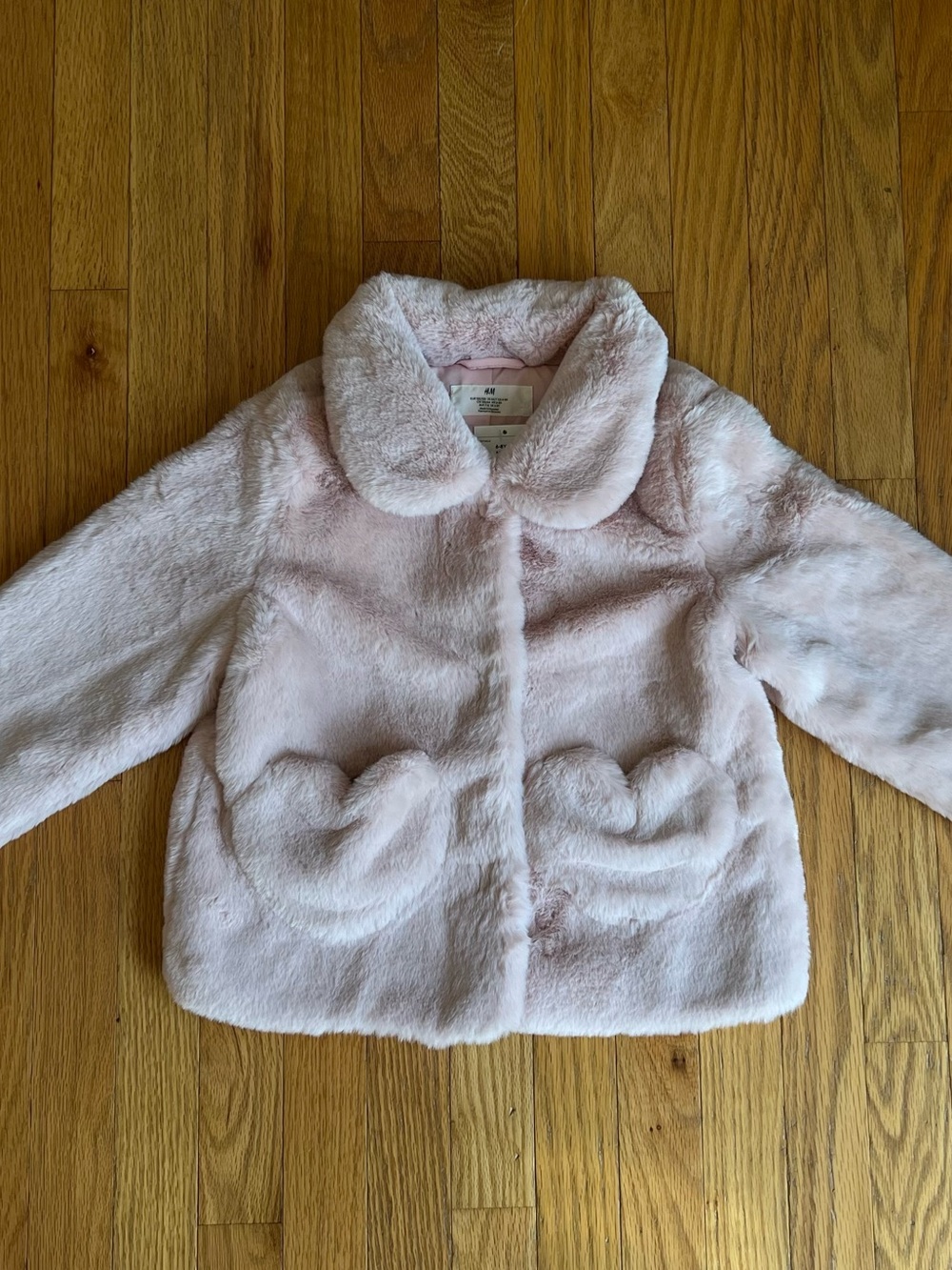 H&M Girls Light Pink Fluffy Coat